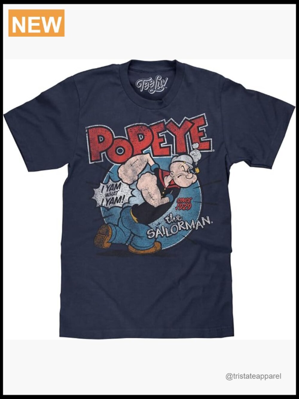 Popeye The Sailorman I Yam What I Yam Cartoon T-Shirt Distressed